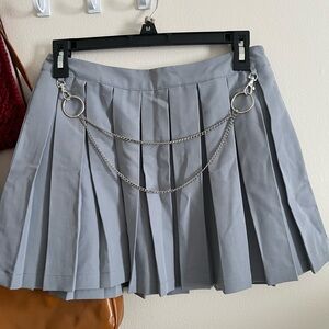Forever 21 Gray Pleated Skirt with removable chain detail